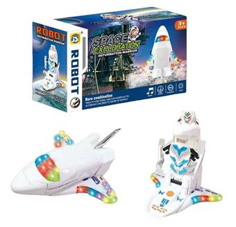 Electric universal transformable space shuttle (with lights and music), electric transformable robot, transformable toy   ITEM NO.： W054455