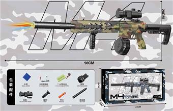Big M4 Camouflage Green Bullet Drum Handheld Automatic Water Bullet Gun (with Colorful Flash Spitfire Head)   ITEM NO.： W066112