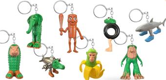 Shanhaijing wooden stick figurine with 24 keychains, tin bag display box   ITEM NO.： W055629