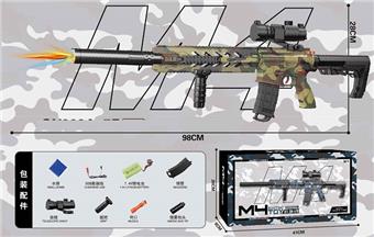 Big M4 Camouflage Green Magazine Handheld Self contained Water Bullet Gun (with Colorful Flash Spitfire Head)   ITEM NO.： W066105