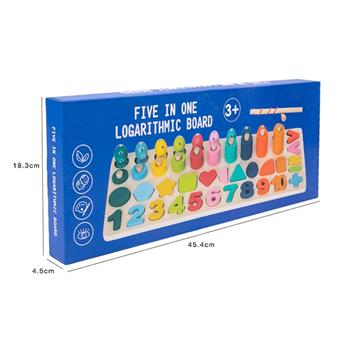 Wooden 5-in-1 logarithmic board puzzle toy   ITEM NO.： W049445