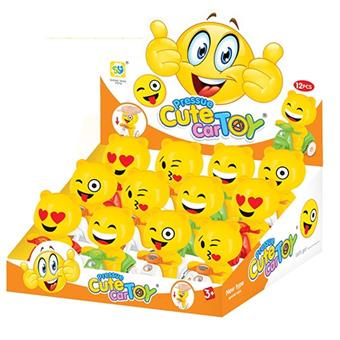 Pressure Cute Emoji Cartoon Car (12pcs/box)   ITEM NO.： W042109