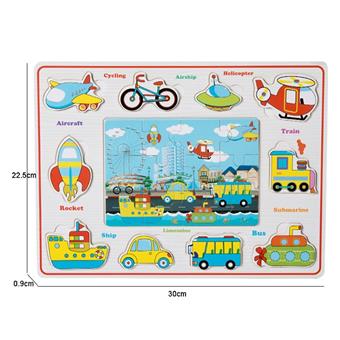 Wooden transportation vehicle hand-held board puzzle puzzle toy   ITEM NO.： W049567