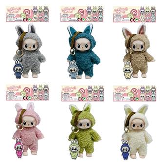 7-inch high-quality plush, vinyl, and canvas bag with keychain for macaron series dolls (6-color mixed)   ITEM NO.： W048754
