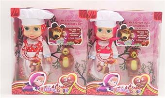 10 inch empty body with music IC chef Martha doll with chef hat+apron+bear 2 mixed styles   ITEM NO.： W062965