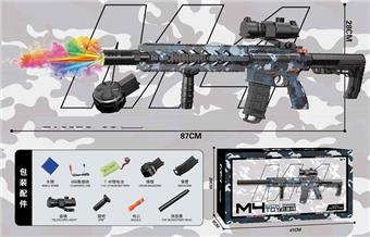 Big M4 Camouflage Blue Bullet Drum+Cartridge Handheld Automatic Water Bullet Gun (with Colorful Smoke Flash Silencing)   ITEM NO.： W066193