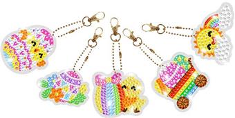 Children's DIY Point Diamond Drawing Acrylic Diamond Drawing Easter Rabbit Keychain Set   ITEM NO.： W049102