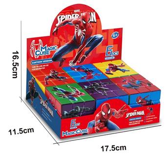 Spider Man Magic Cube (6-pack) 3rd order cube 5.7cm UV printed decompression puzzle cube 3rd order   ITEM NO.： W042799