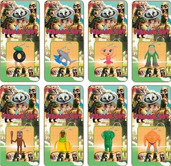 Shanhaijing wooden stick figurine with keychain single card set/8 styles   ITEM NO.： W055586