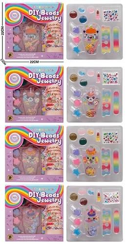 Ice Cream Cup Macaron Beads+Hair Accessories Makeup Set (Four Mixed Styles)   ITEM NO.： W058950