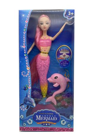 14 inch active hand mermaid with light and dolphin accessories   ITEM NO.： W055475