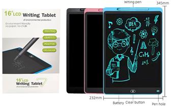 16 inch black face sticker business monochrome screen LCD writing board drawing board with screen lock   ITEM NO.： W056947