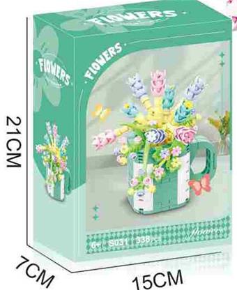 Small Ball Rose Potted Plant 338PCS - Flower Series   ITEM NO.： W060004
