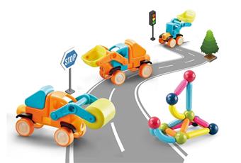 Magnetic rod engineering vehicle 37PCS   ITEM NO.： W046630