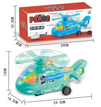 Electric universal lighting, music police helicopter (mixed blue and green) (GCC)   ITEM NO.： W054285