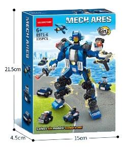 Police Robot Six in One 135PCS   ITEM NO.： W045165