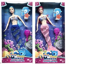 Disney 14 inch physical mermaid with lighting, music theme, and comb mixed design   ITEM NO.： W055490