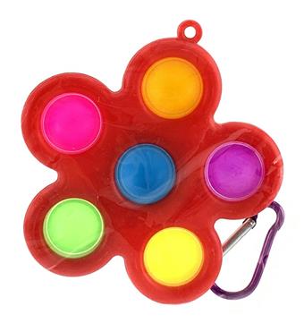 Silicone 6-Head Flower Bubble Music Keychain   ITEM NO.： W048467