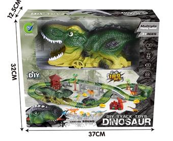 Dinosaur Rail Devouring Vehicle: Electric Tyrannosaurus Rex Vehicle 189PCS   ITEM NO.： W060473