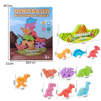 Wooden dinosaur stacking high puzzle toy   ITEM NO.： W049665