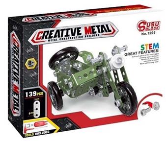 Metal building blocks, metal assembled building blocks, military three wheeled motorcycles * 139PCS   ITEM NO.： W042534