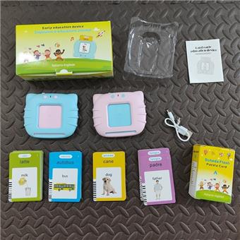 Italian+English IC - Kitten 112 cards, 224 pages, English Flash Cards puzzle early education card machine, card insertion learning machine (3.7V lithium battery pack)   ITEM NO.： W061388