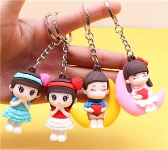 Cartoon figurine PVC soft rubber three-dimensional keychain Moon boy student backpack pencil case pendant holiday gift   ITEM NO.： W048444