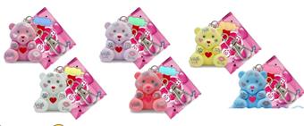 1.5-inch plush teddy bear figurine with keychain, 12 pieces, hexagonal blind box/display box, finished product   ITEM NO.： W049011