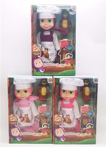 10 inch empty body with music IC chef Martha doll with chef hat+apron+bear 3 mixed styles   ITEM NO.： W062977