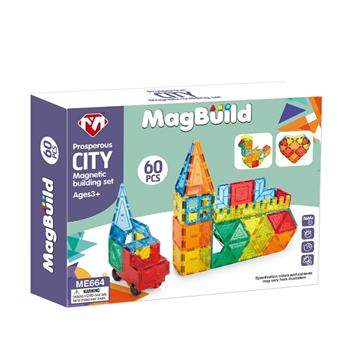 60 puzzle building color window magnetic tiles   ITEM NO.： W043610
