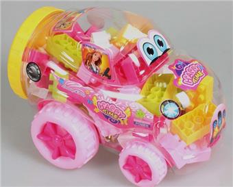 Girl Series - Beetle Car Puzzle Building Blocks Multi color Mixed Weighing 250g (Approximately 55PCS)   ITEM NO.： W045360