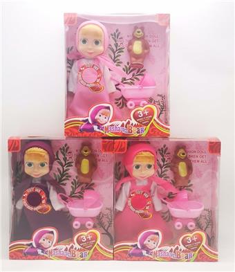10 inch empty body with music IC Martha doll with small cart+bear 3 mixed models   ITEM NO.： W062971