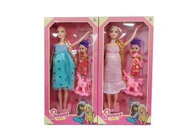 11.5-inch solid body and handmade fashion dress, pregnant Barbie with 3-inch size and rocking horse accessories, mixed in 2 styles   ITEM NO.： W055433