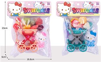 Puzzle Children's Home Play KT Cat Shopping Cart Supermarket Cart Set   ITEM NO.： W043277