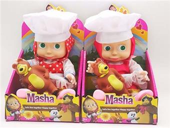 10 inch full vinyl body with music IC chef Martha doll with chef hat+apron+bear 2 mixed styles   ITEM NO.： W062997