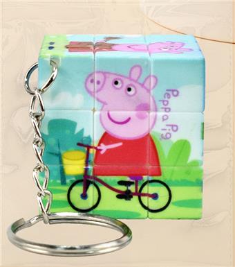 3.5CM Peppa Pig Rubik's Cube with key chain (UV printing) 12PCS one middle package third level small Rubik's Cube third level mini Rubik's Cube key chain pendant   ITEM NO.： W042679