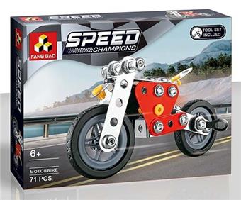 Assemble metal red racing motorcycle   ITEM NO.： W042487