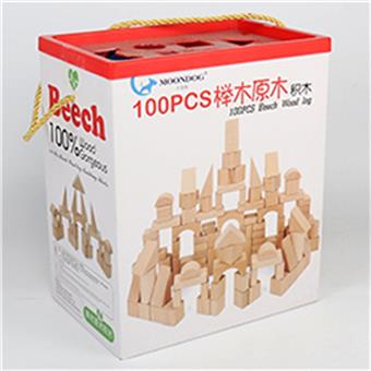 100 pieces of beech wood blocks (boxed)   ITEM NO.： W043811
