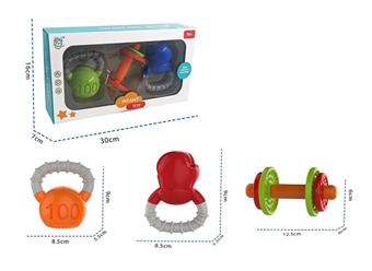 Three piece set of hand cranked bell for infant and toddler fitness equipment (kettle bell/boxing set/barbell)   ITEM NO.： W062813