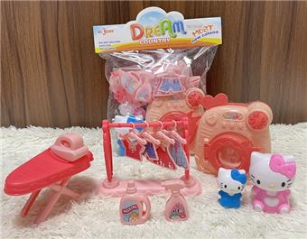 Playing house KT cat mini washing machine, laundry room small appliances set, children's toys   ITEM NO.： W043309