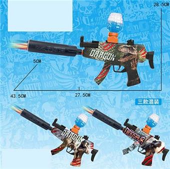 MP5 Dinosaur graffiti electric water bullet gun (7-8MM) with spray and colorful muffler, lithium battery, charging line, one bag of dry water bullet, water bullet bottle, 3 mixed models   ITEM NO.： W063931