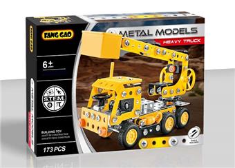 Assemble 173 pieces of metal yellow rescue engineering vehicles   ITEM NO.： W042496