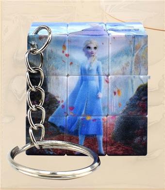 3.5CM Ice Princess Magic Cube with Keychain (UV Printed) Three Step Small Magic Cube Three Step Mini Magic Cube Keychain Pendant Pendant   ITEM NO.： W042689