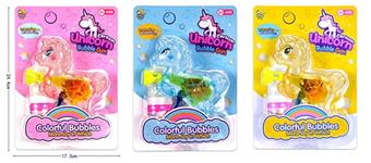 Inertial transparent strip light unicorn bubble gun (can hold sugar)   ITEM NO.： W042563