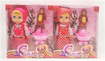 10 inch empty body with music IC Martha doll with small cart+bear 2 mixed   ITEM NO.： W062973