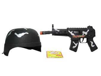 Camouflage vibrating flint drum gun+field hat   ITEM NO.： W068976