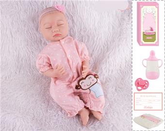 55cm Rebirth Doll High Simulation Baby Doll, (Hand drawn Hair) Full Body Soft Rubber, Comes with Bottle, Magnetic Nipper, Diaper, Birth Card   ITEM NO.： W076835