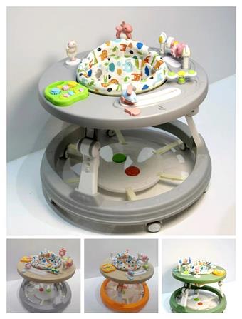 Comprehensive multifunctional walker: cartoon puzzle music, rice orange, rice gray, green gray, gray gray   ITEM NO.： W071858