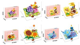 DIY Assembly of Building Blocks with Four Seasons Flower Rhyme (Four Mixed Styles)   ITEM NO.： W072125