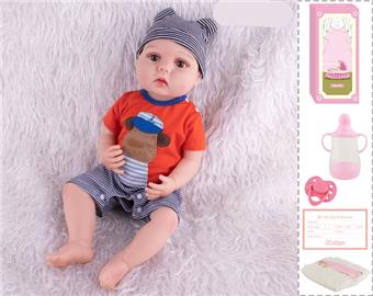 55cm Rebirth Doll High Simulation Baby Doll, (Hand drawn Hair) Full Body Soft Rubber, Comes with Bottle, Magnetic Nipper, Diaper, Birth Card   ITEM NO.： W076822